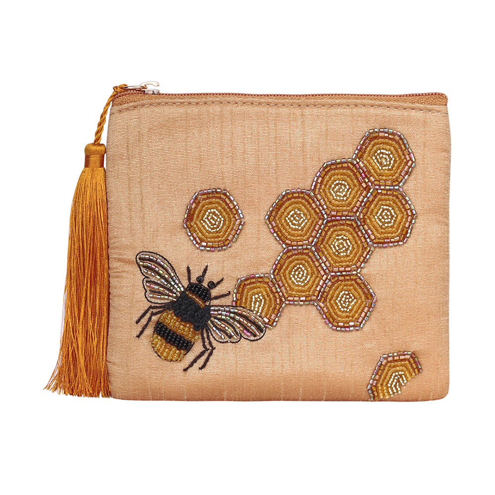 Golden Hive Coin Purse – Handmade Honeycomb Pouch – Bhavna Kanakia
