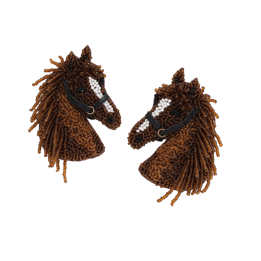 Handcrafted Beaded Horse Head Earrings